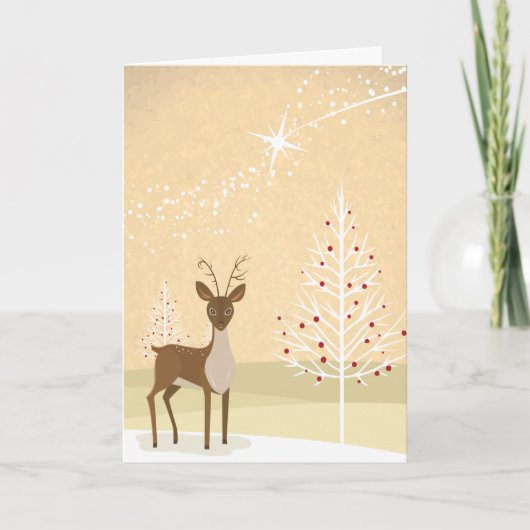トナカイとクリスマスツリーの写真付きカード シーズンカード (正面)