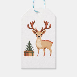 トナカイとクリスマスツリー ギフトタグ