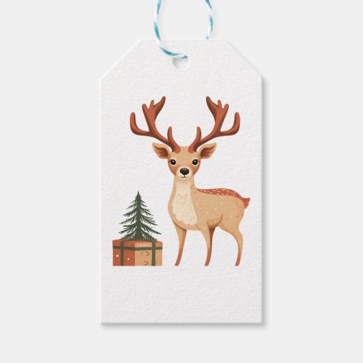 トナカイとクリスマスツリー ギフトタグ (正面)