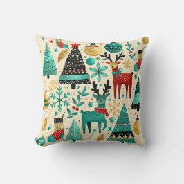 トナカイとクリスマスツリー クッション