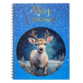 トナカイとクリスマスリースの挨拶 ノートブック