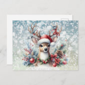 トナカイとクリスマス シーズンポストカード (正面/裏面)