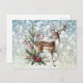 トナカイとクリスマス シーズンポストカード (正面/裏面)