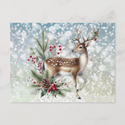 トナカイとクリスマス シーズンポストカード (正面)
