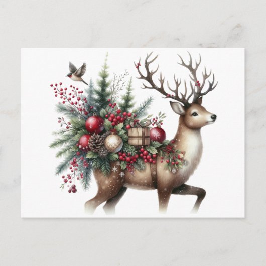 トナカイとクリスマス シーズンポストカード (正面)