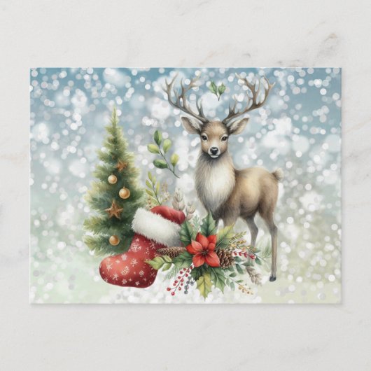トナカイとクリスマス シーズンポストカード (正面)