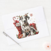 トナカイとグレートダン〔雄ジカの〕枝角とストッキング スクエアシール (封筒)