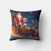 トナカイとゲレンデのおもちゃを届けるサンタ クッション (裏面)