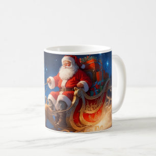 トナカイとゲレンデのおもちゃを届けるサンタ コーヒーマグカップ