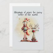 トナカイとサンタのホリデーカード シーズンカード (正面/裏面)