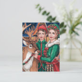 トナカイとサンタの2人のヘルパー ポストカード (スタンド正面)