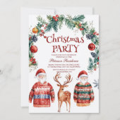 トナカイとサンタクリスマスパーティー 招待状 (正面)
