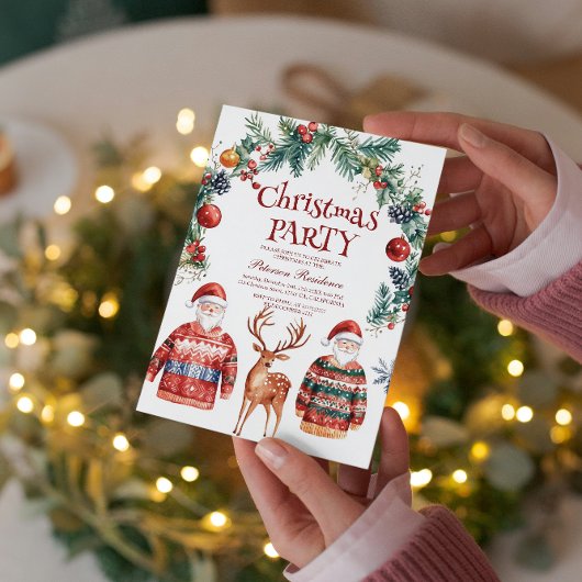 トナカイとサンタクリスマスパーティー 招待状
