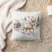 トナカイとサンタクロース クッション (ブランケット)