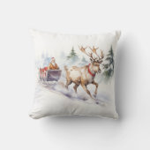 トナカイとサンタクロース クッション (正面)