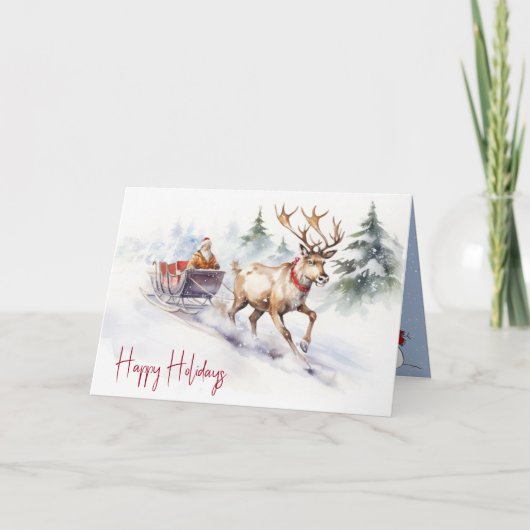 トナカイとサンタクロース シーズンカード (正面)