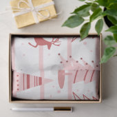 トナカイとスノーフレークのピンクの白のクリスマス 薄葉紙 (ギフト)