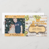 トナカイとスノーフレークスホリデーフォトカード シーズンカード (正面/裏面)