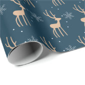 トナカイとスノーフレーク・ブルー ラッピングペーパー (ロールコーナー)