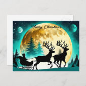 トナカイとソリの満月 シーズンポストカード (正面/裏面)