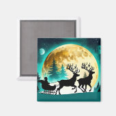 トナカイとソリの満月 マグネット (正面/裏面)