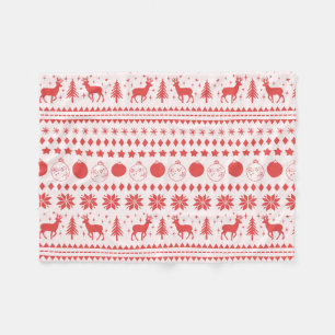 トナカイとフェスティバルクリスマス フリースブランケット