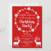 トナカイとフローラフレーム北欧クリスマスパーティー 招待状 (正面)