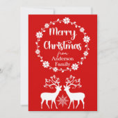 トナカイとフローラフレーム北欧メリークリスマス シーズンカード (正面)
