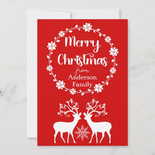 トナカイとフローラフレーム北欧メリークリスマス シーズンカード (正面)