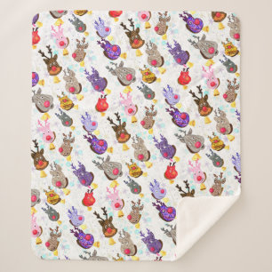 トナカイとベルズクリスマスベビーシェルパブランケット シェルパブランケット