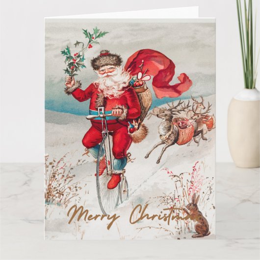 トナカイとペニーの農場でサンタクロース カード (正面)