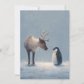トナカイとペンギンのクリスマスホリデー シーズンカード (正面)