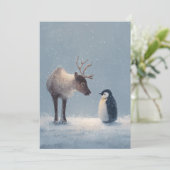 トナカイとペンギンのクリスマスホリデー シーズンカード (スタンド正面)