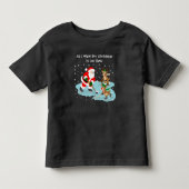 トナカイとホッケーするサンタのクリスマス トドラーTシャツ (正面)
