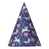 トナカイとミュージカルの鳥柄 パーティーハット (正面)