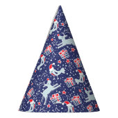 トナカイとミュージカルの鳥柄 パーティーハット (左)
