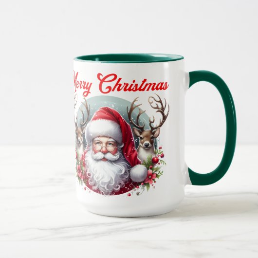 トナカイとメリークリスマスサンタ マグカップ (右)