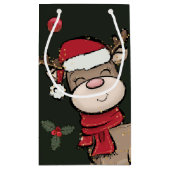 トナカイとレッドベリーダークグリーン小抱き枕 スモールペーパーバッグ (裏面)