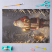 トナカイと光を持つニッシュ・フォレストのサンタクロース 薄葉紙 (クラフト)