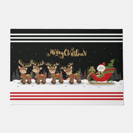 トナカイと共に聖降誕祭お目出とう ドアマット (正面)