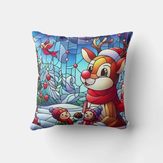 トナカイと冬の喜びの子供たち！ クッション (裏面)