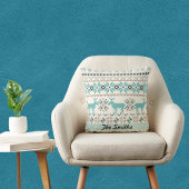 トナカイと北欧スノーフレークのセーターのようなパターン クッション