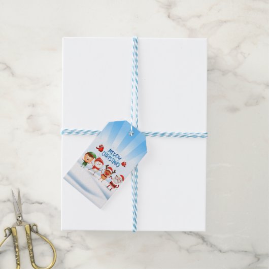 トナカイと友達のクリスマス・ルドルフ ギフトタグ (より糸付き)