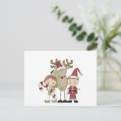トナカイと小妖精や小人Tシャツとギフト ポストカード (スタンド正面)