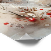 トナカイと心地よいクリスマスの冬のシーン ポスター (角)