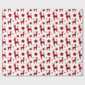 トナカイと星のラッピング付きクリスマスパターン ラッピングペーパー (フラット)