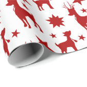 トナカイと星のラッピング付きクリスマスパターン ラッピングペーパー (ロールコーナー)