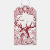 トナカイと松の枝の素朴クリスマス ギフトタグ (正面)