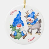 トナカイと格言のクリスマスツリー セラミックオーナメント (正面)