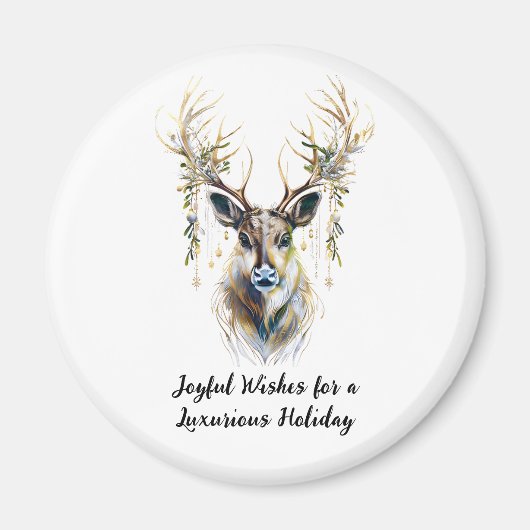 トナカイと楽しい休日の願い マグネット (正面)